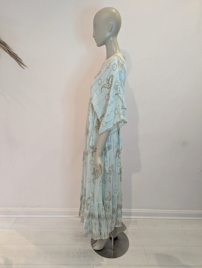 Blue & Gold Sun Dress One Size