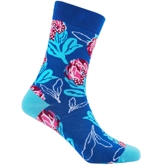 Blue Protea Bamboo Socks