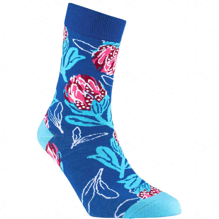 Blue Protea Bamboo Socks