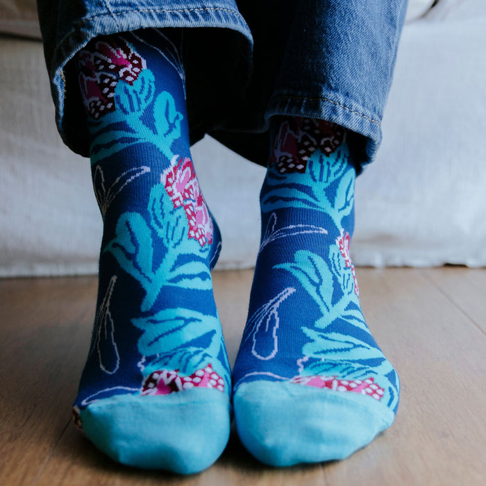 Blue Protea Bamboo Socks