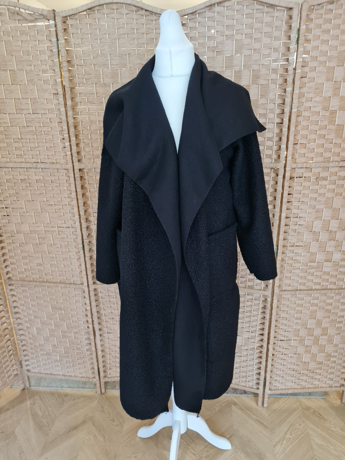 Boucle coat in black