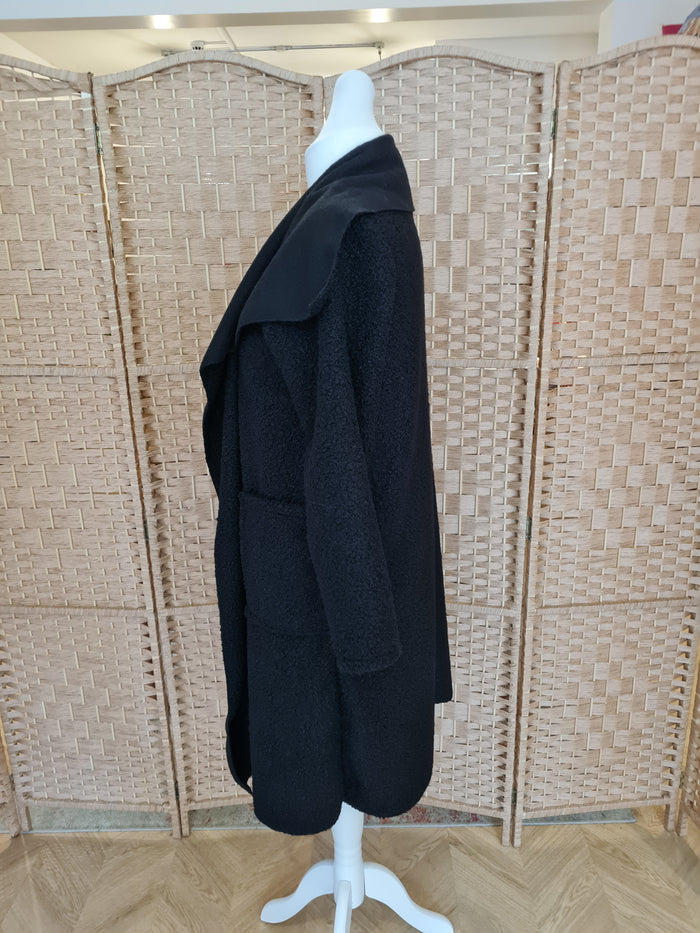 Boucle coat in black