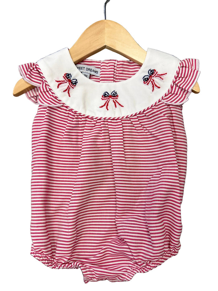 Bow Flags Embroidered Red Stripe Bubble