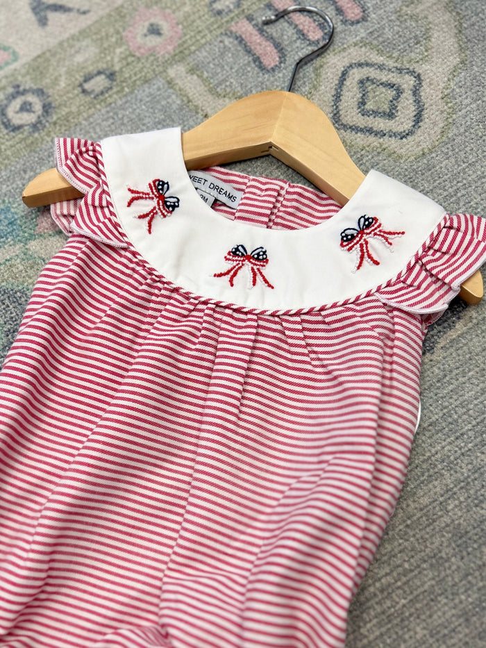 Bow Flags Embroidered Red Stripe Bubble