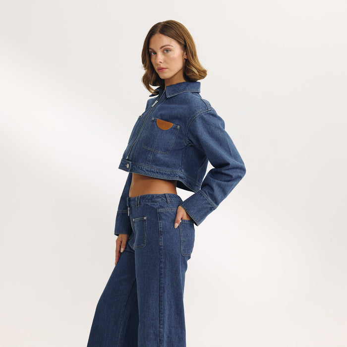 Boxy Denim Jacket - Blue