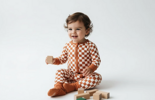 Boys Bamboo Checkered Sleeper – Soft Zip-Up Baby Pajamas in Bamboo Viscose image 0
