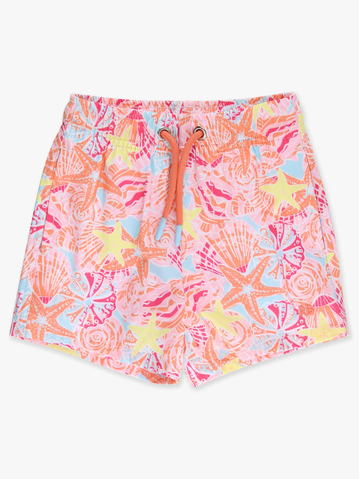 Boys Sunset Seashells Performance Hybrid Swim Trunks
