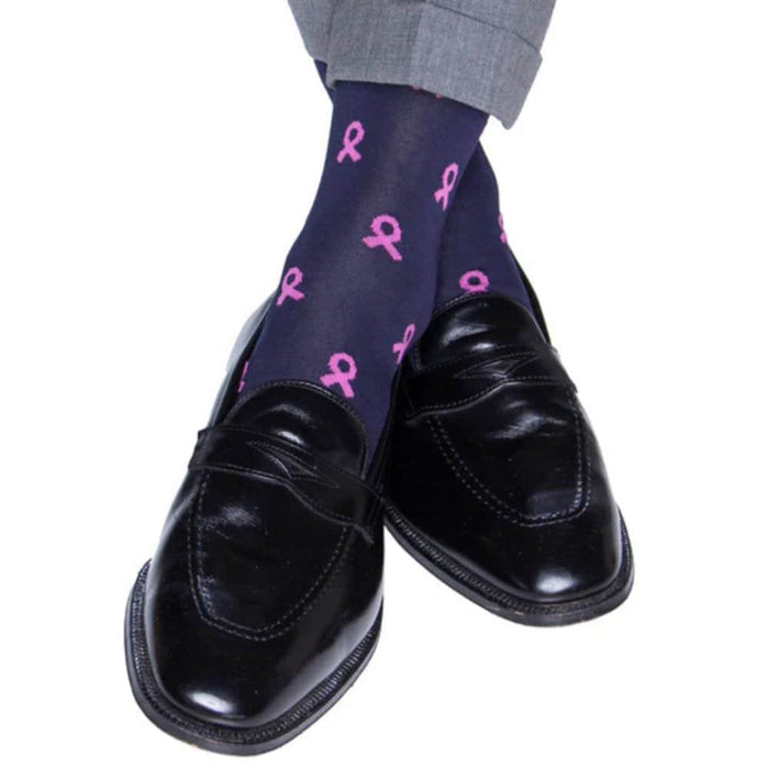 Navy with Pink Ribbons