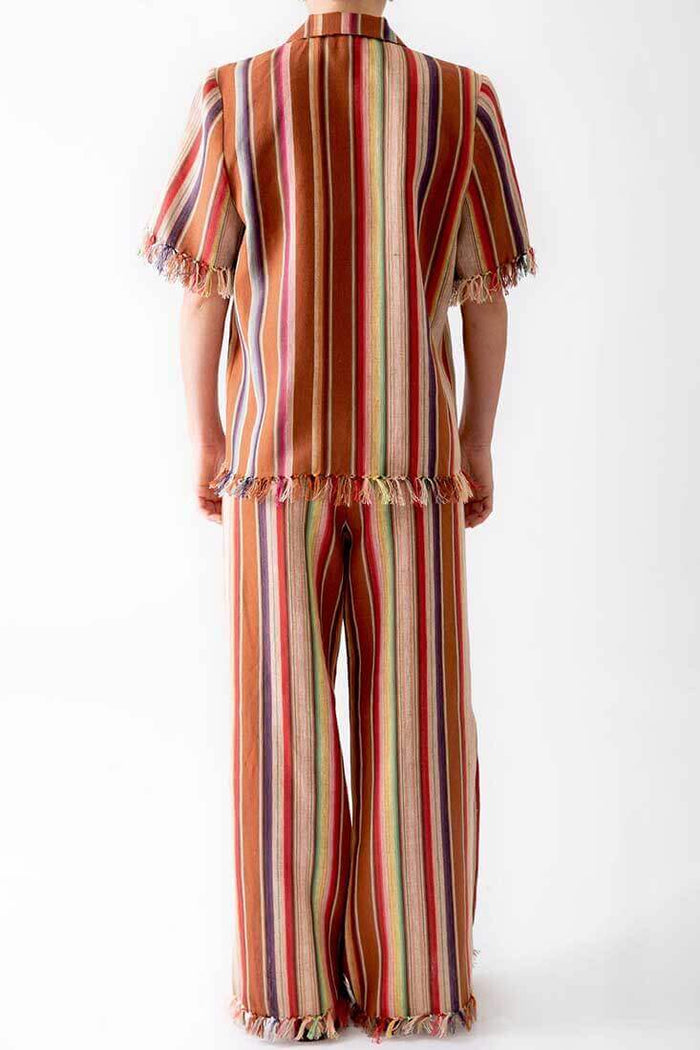 Miguelina Briar Rust Stripes Button Down Size: S, M Color: Rust Stripe at Petticoat Lane  Greenwich, CT