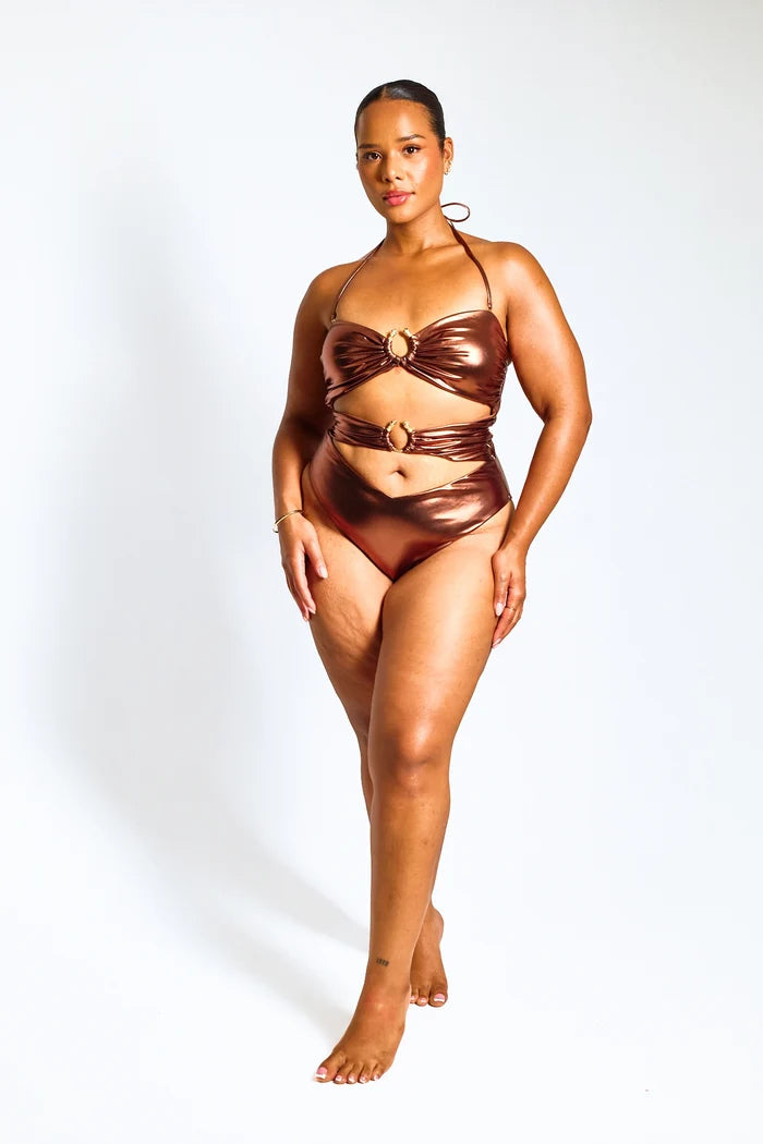 Bronze Medusa Cut-Out Swimsuit - Recycled Fabric