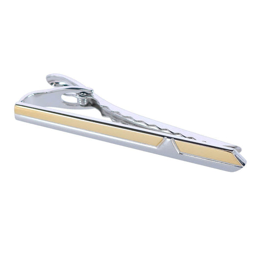 Brushed Rhodium and Shiny Gold Tie Bar