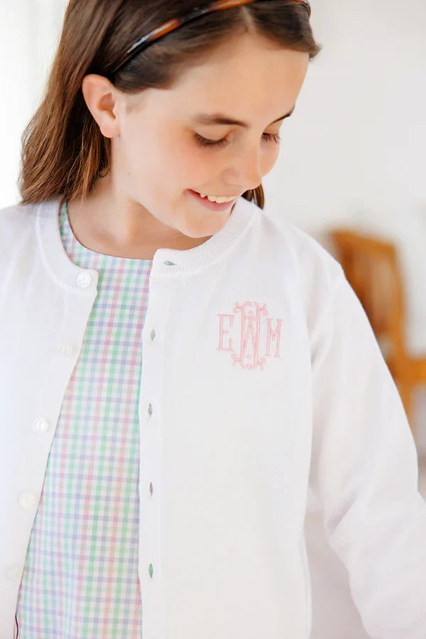 Cambridge Cardigan - Pearlized Buttons - Worth Ave White