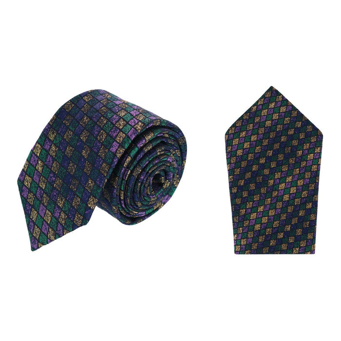Carnival Diamond Multi-Colored Necktie and Pocket Square Bundle