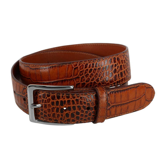 Chance Mock Mini-African Alligator Embossed Italian Leather Belt
