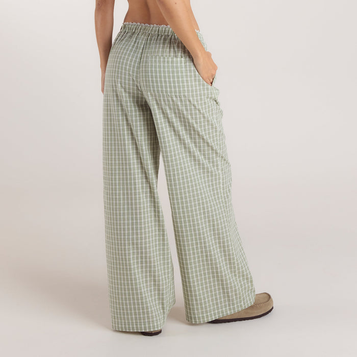 Check Cotton Trousers - Green
