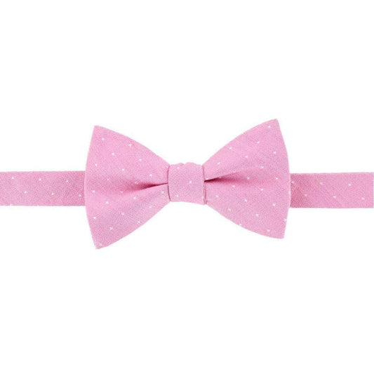 Churchill Chambray Polka Dot Linen Blend Bow Tie