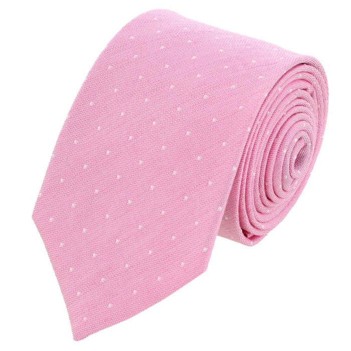 Churchill Chambray Polka Dot Linen Blend Necktie
