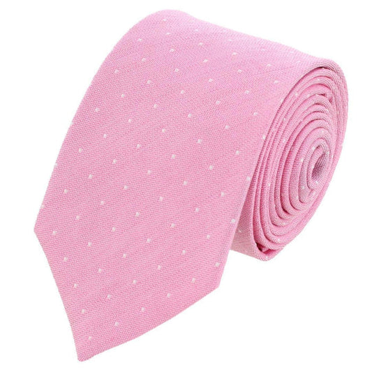 Churchill Chambray Polka Dot Linen Blend Necktie