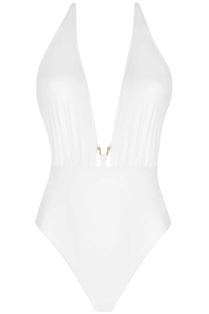 Lise Charmel Classe Nautique Non Wire Seduction Halter Swimsuit in Blanc Classe