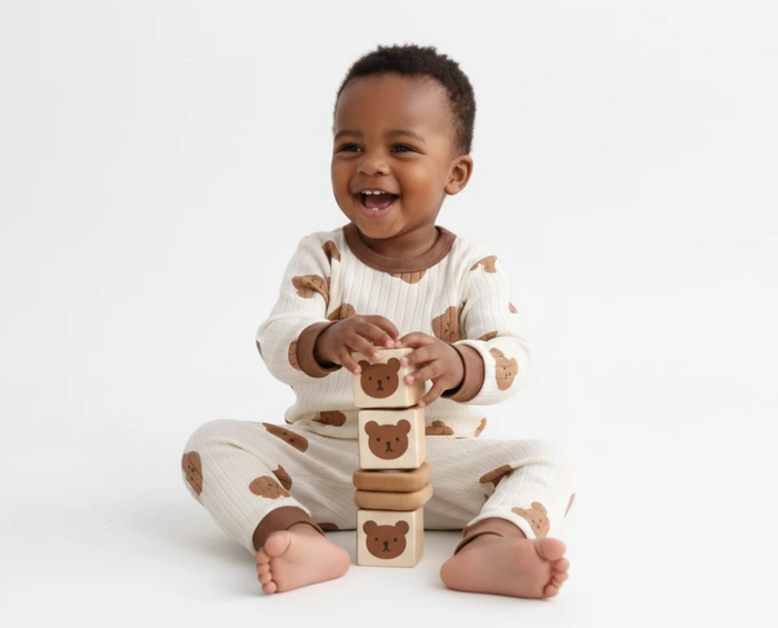 Classic Brown Bear Pajama Set – Cozy Baby Boy Two-Piece Outfit image 0