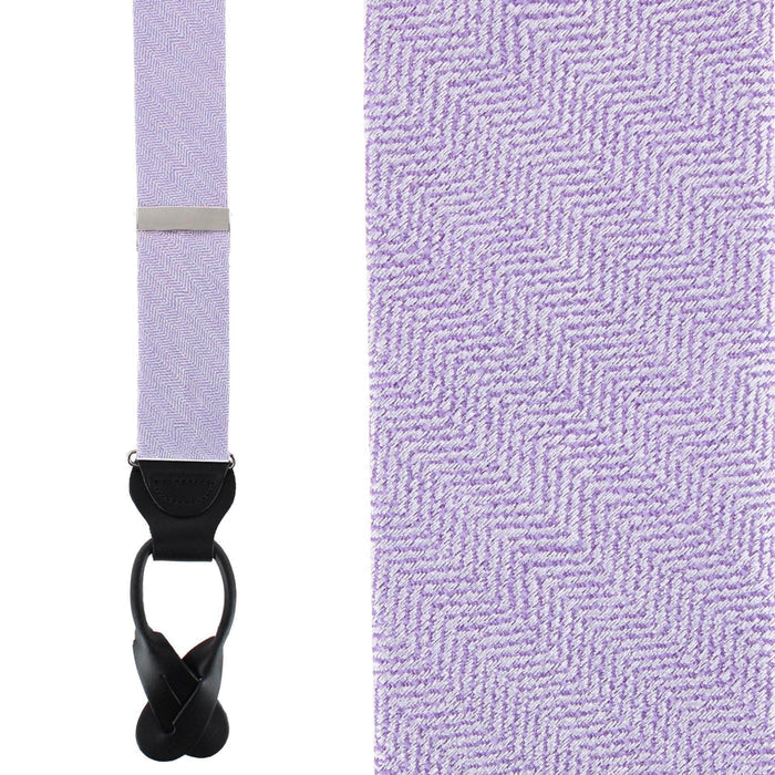 Classy Herringbone Wool Blend Business Button End Braces