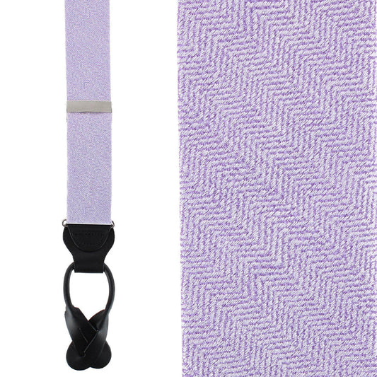 Classy Herringbone Wool Blend Business Button End Braces