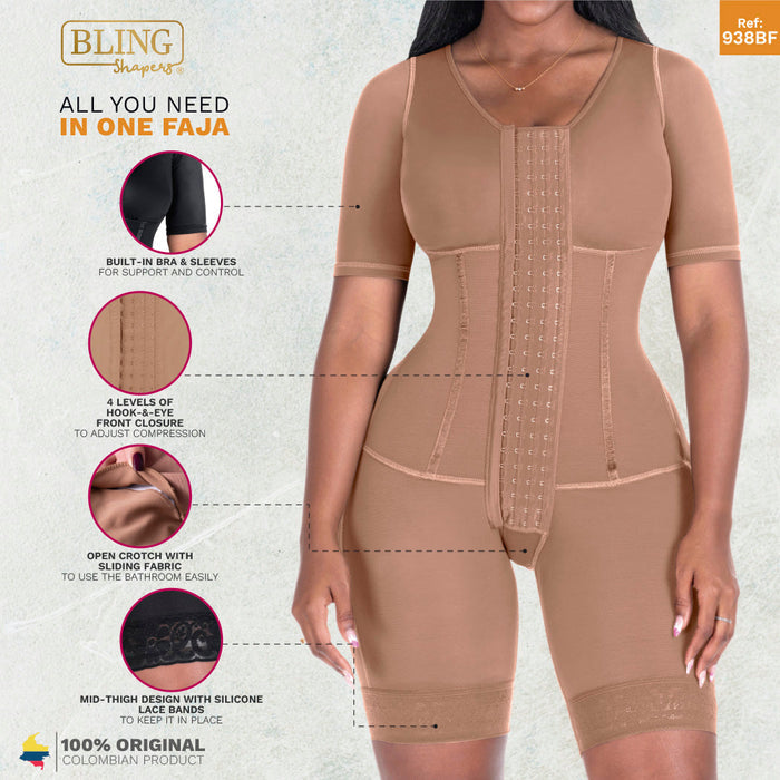 Colombian Post-Surgery Compression Garment - Sleeves & Built-in Bra