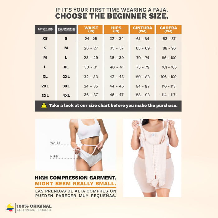 Colombian Shapewear Knee-Length with Built-in Bra & High Back – Post-Surgery & Postpartum Support