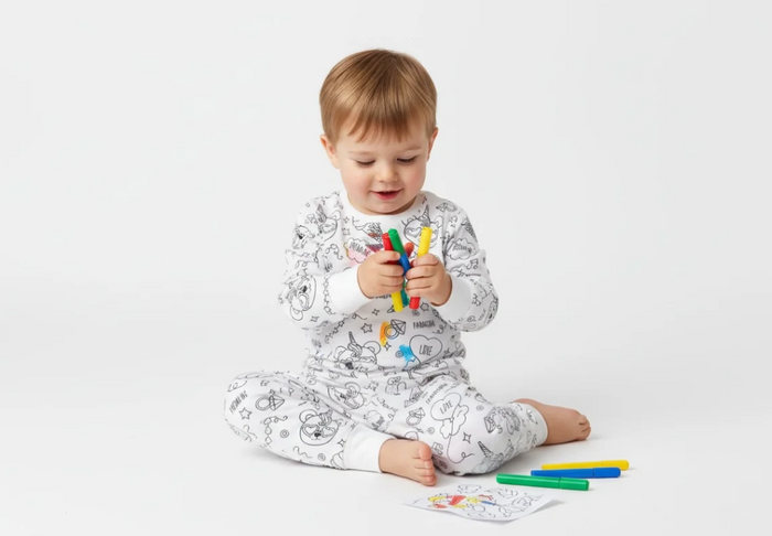 Color-In Pajamas – Creative Washable Baby Boy Sleepwear Set image 0