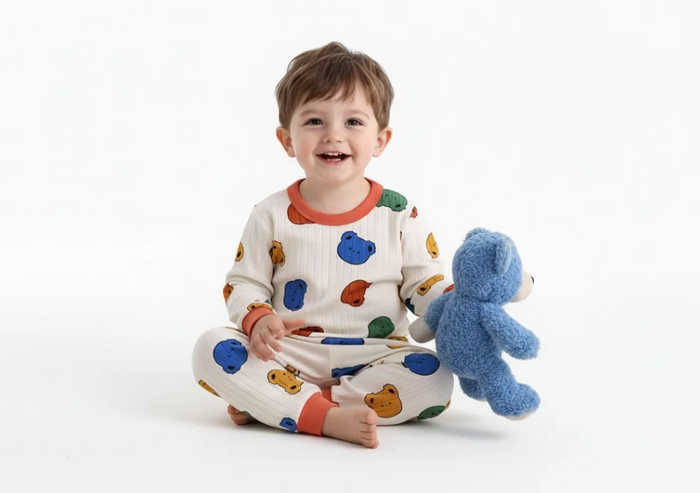 Colorful Bear Hugs Pajama Set – Cozy Baby Boy Two-Piece Outfit image 0