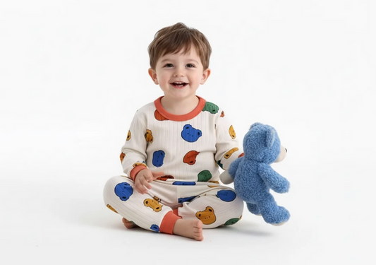 Colorful Bear Hugs Pajama Set – Cozy Baby Boy Two-Piece Outfit image 0