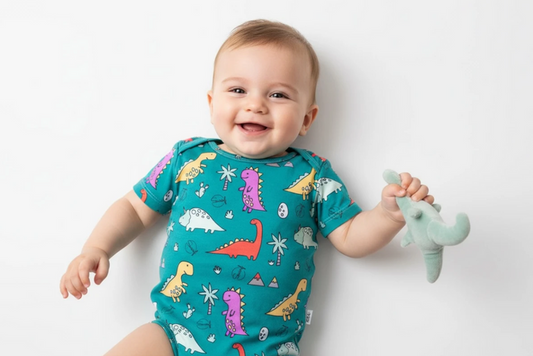 Colorful Dinosaur Bamboo Viscose Bodysuit for Boys image 0