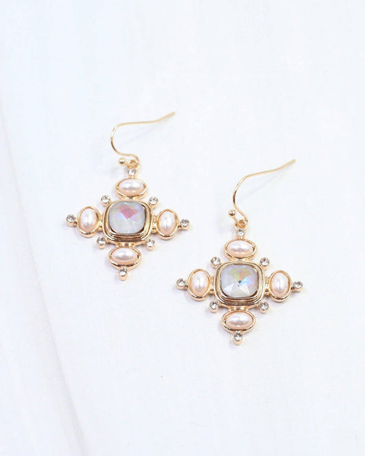 Conifer Crystal and Pearl Earring