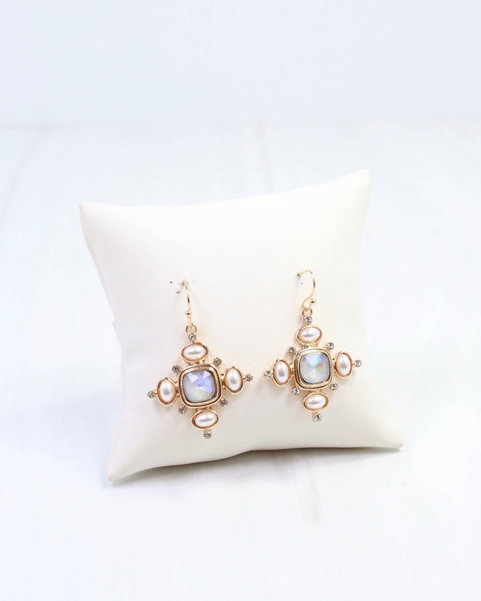Conifer Crystal and Pearl Earring