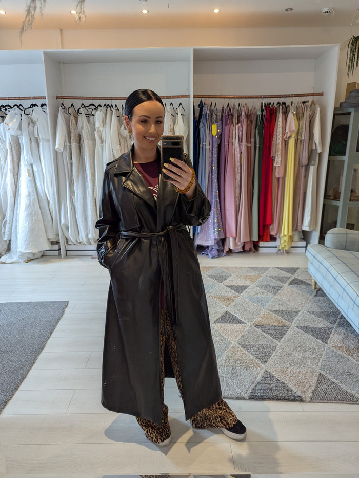 Copperrose Black Pleather Coat S