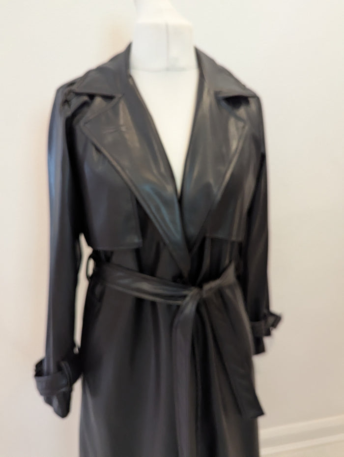 Copperrose Black Pleather Coat S