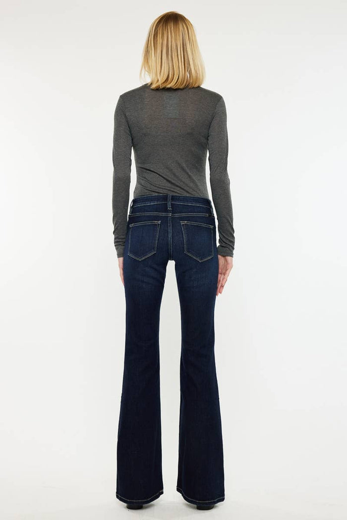 Covington Dark Mid Rise Flare Kancan Jeans