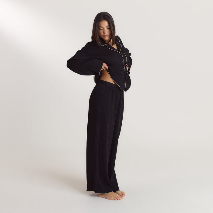 Crinkle Pyjama Bottoms - Black