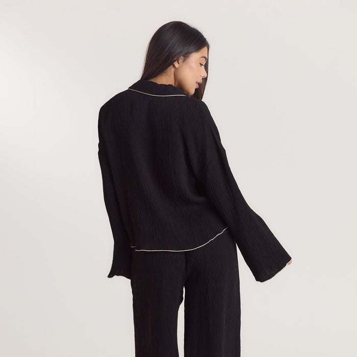 Crinkle Pyjama Shirt - Black