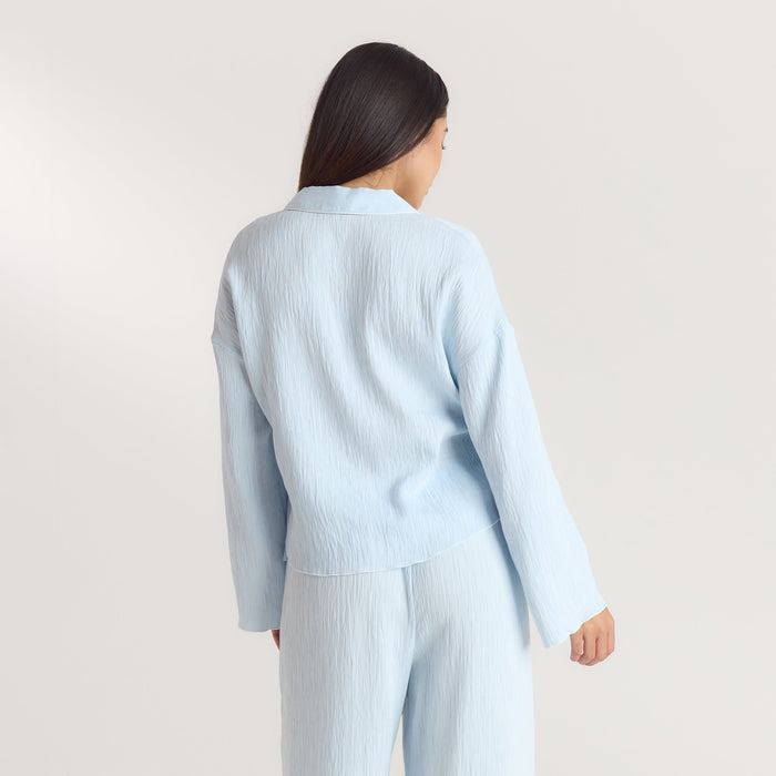 Crinkle Pyjama Shirt - Blue