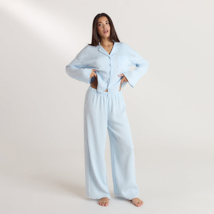 Crinkle Pyjama Shirt - Blue