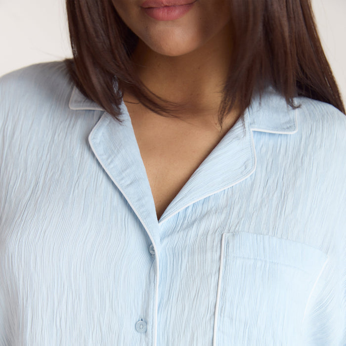 Crinkle Pyjama Shirt - Blue