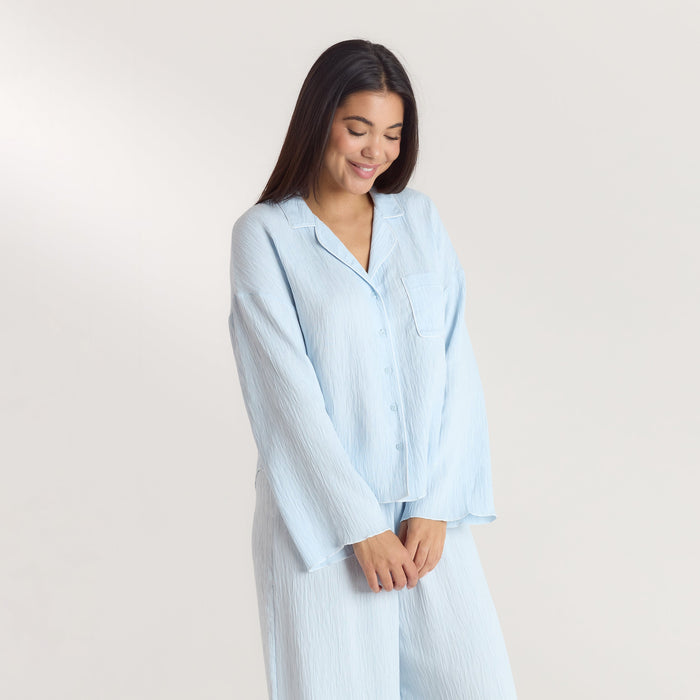 Crinkle Pyjama Shirt - Blue