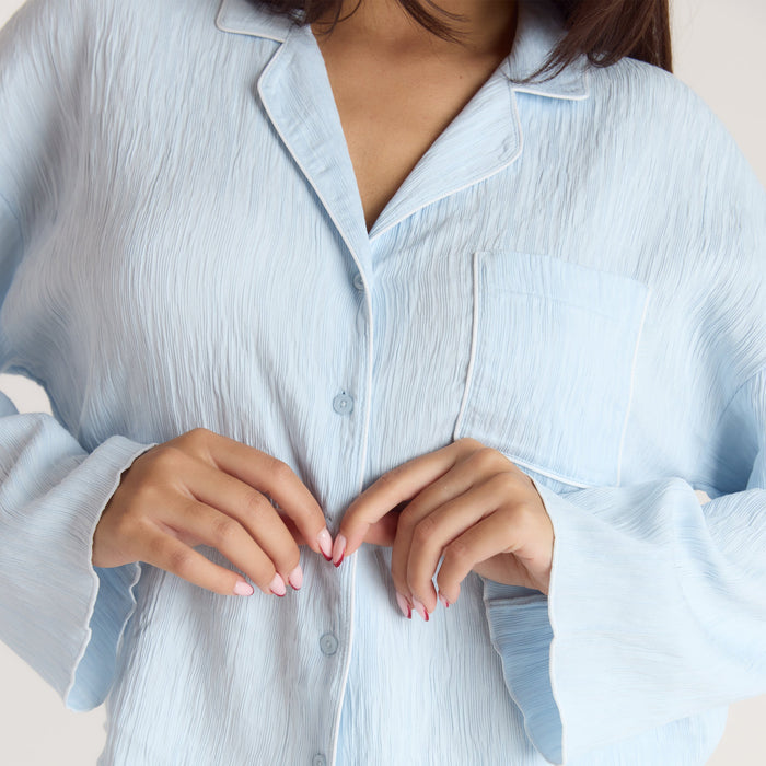 Crinkle Pyjama Shirt - Blue