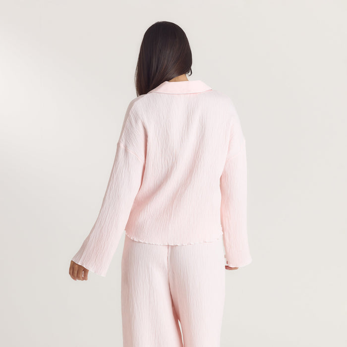 Crinkle Pyjama Shirt - Pink