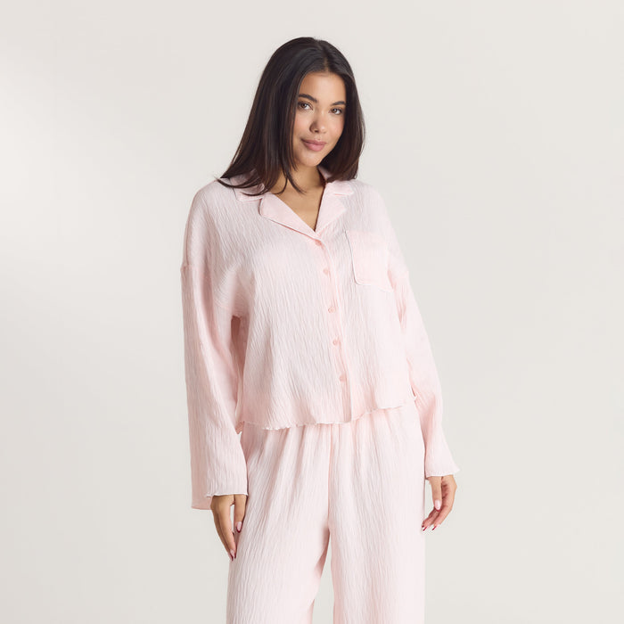 Crinkle Pyjama Shirt - Pink