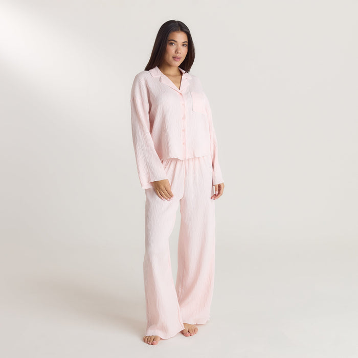 Crinkle Pyjama Shirt - Pink