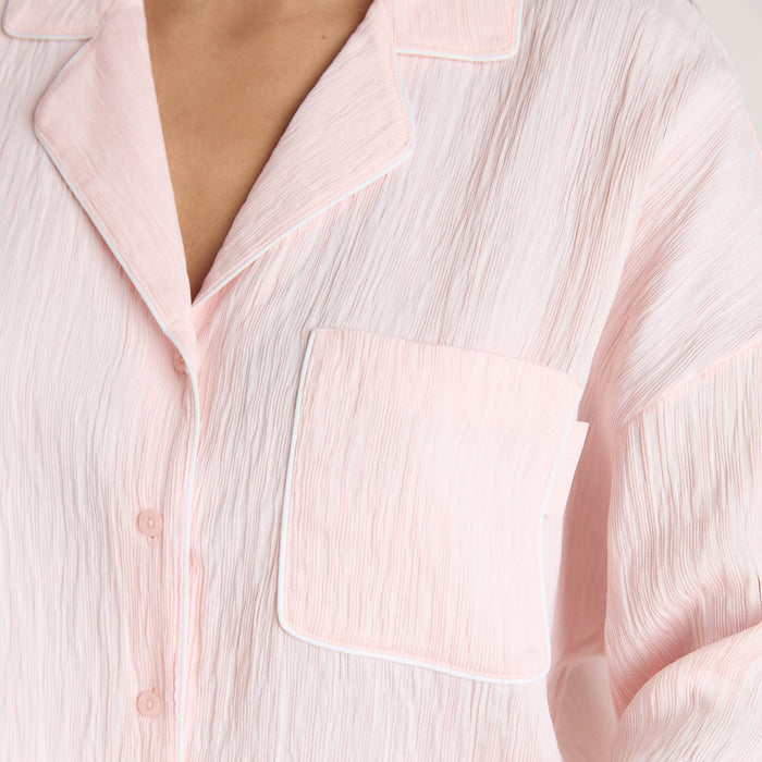 Crinkle Pyjama Shirt - Pink