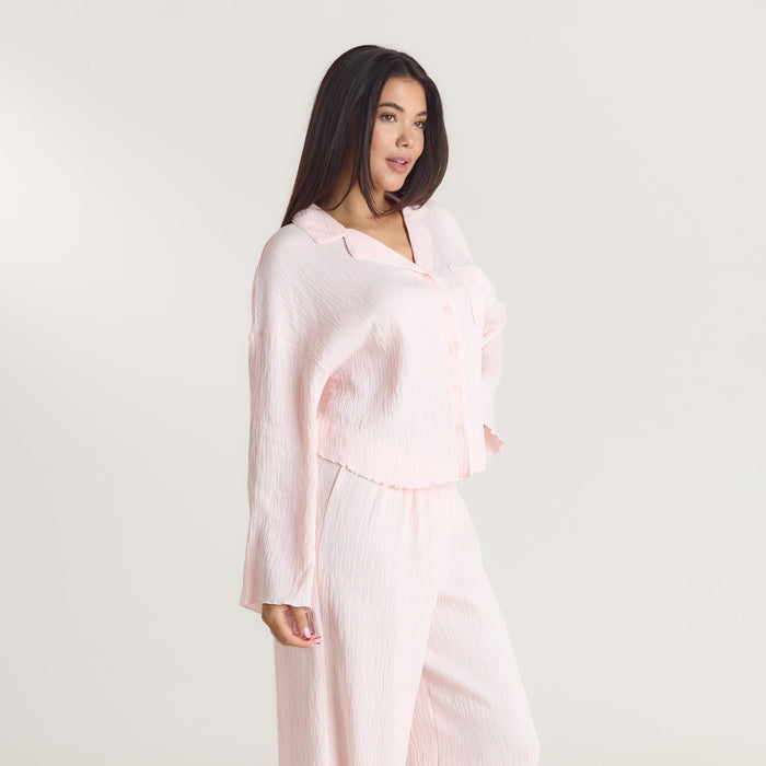 Crinkle Pyjama Shirt - Pink