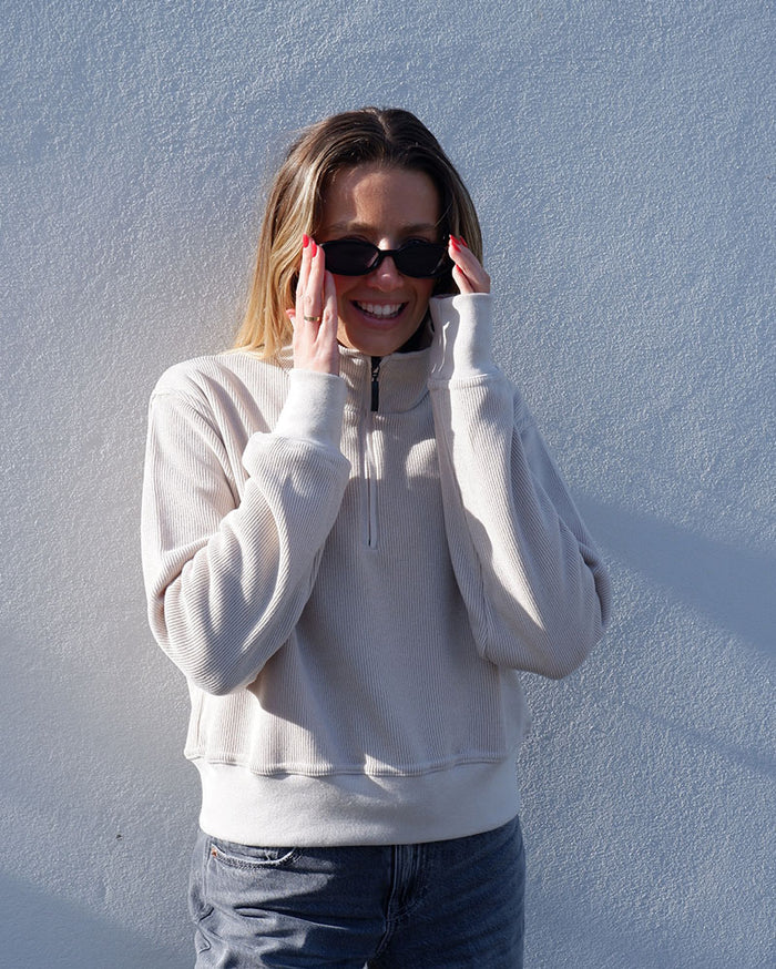 Cropped 1/4 zip | Sandstone